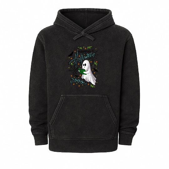 Happy Halloween Ghost Mineral Wash Hoodies