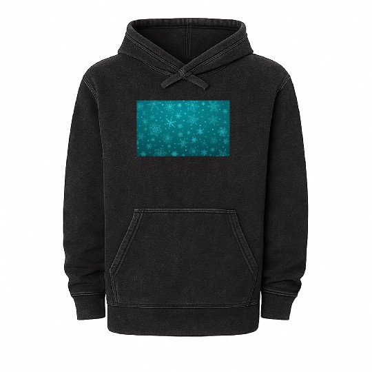 Teal Snowflakes Christmas Pattern Mineral Wash Hoodies