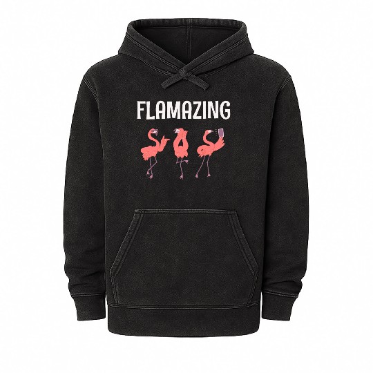 Girls Pretty Flamingo Friends Mineral Wash Hoodies