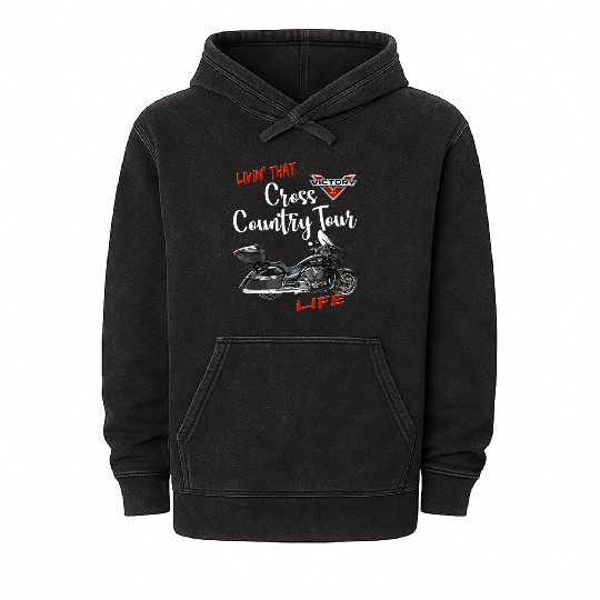 Livin That Cross Country Tour Life Motorcycle T Sh Mineral Wash Hoodies
