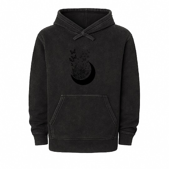 moon flowers butterflies Mineral Wash Hoodies