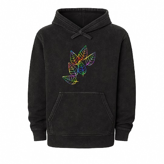 leaf icon nature colorful rgb leaves Mineral Wash Hoodies