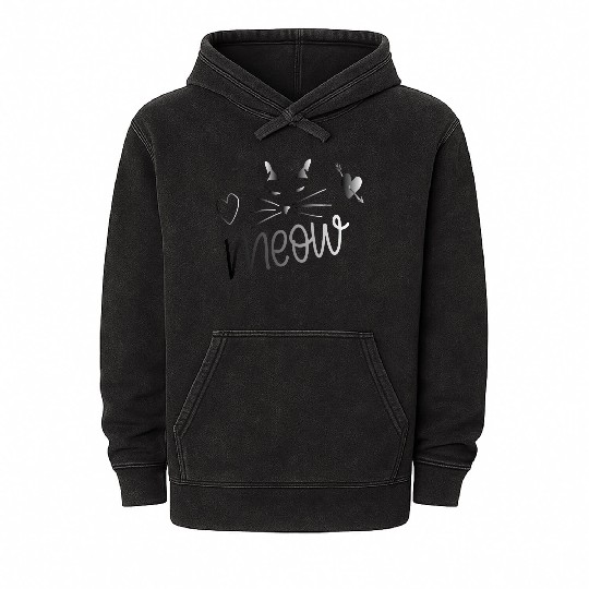 cute cat meow Mineral Wash Hoodies