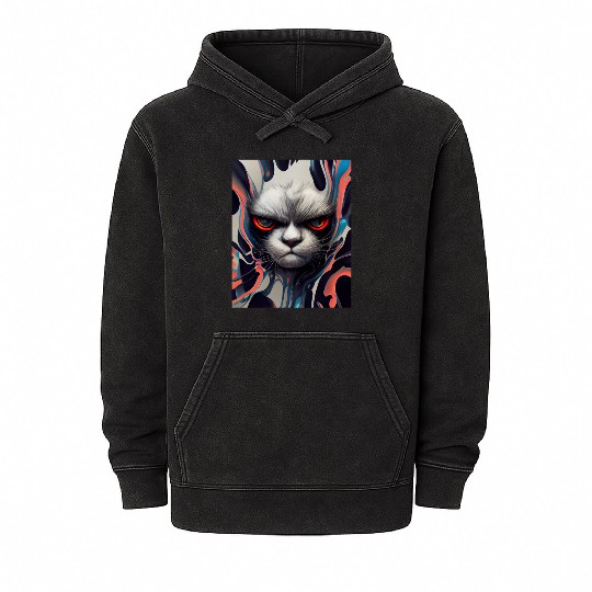 Angry Cat Mineral Wash Hoodies