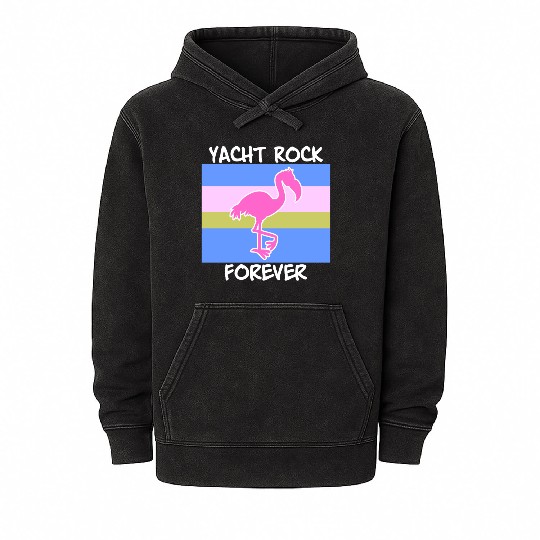 Yacht Rock Forever Mineral Wash Hoodies 80s Style flamingo