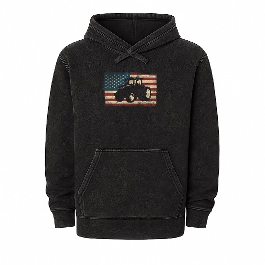 Farming Farmer American Flag Us Mineral Wash Hoodies