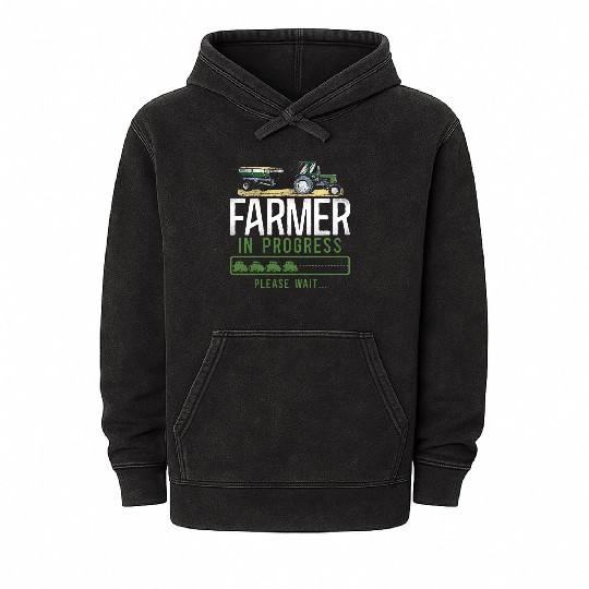 Farming Farmer Tractor Vintage Mineral Wash Hoodies