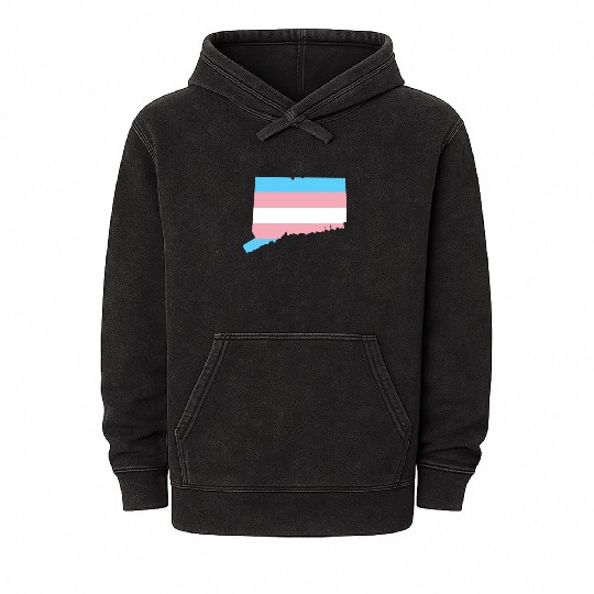 Trans Flag Connecticut LGBT Pride Support Mineral Wash Hoodies