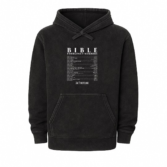 Bible Emergency Hotline Numbers - Cool Christian Mineral Wash Hoodies