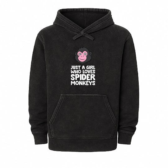 Just a Girl Who Loves Spider Monkeys Mineral Wash Hoodies