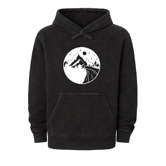 Wolf on the Mountain Mineral Wash Hoodies