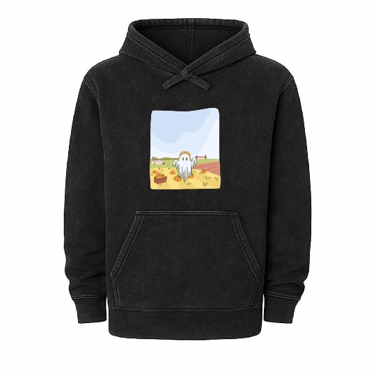 Retro Pumpkin Farm Ghost For A Trick Or Treat Mineral Wash Hoodies