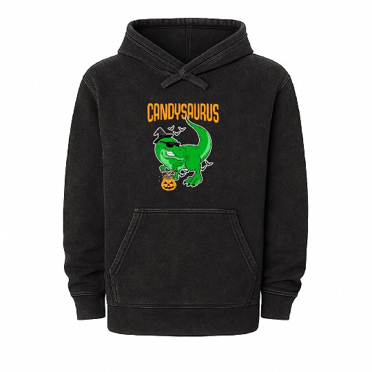 Candysaurus Creepy Trex With Pumpkin Face For Mineral Wash Hoodies