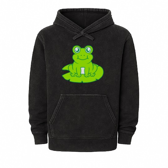 frog sitting water lily sea leaf Mineral Wash Hoodies