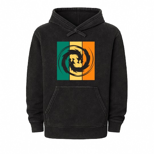Dragon Ying Yang Mineral Wash Hoodies