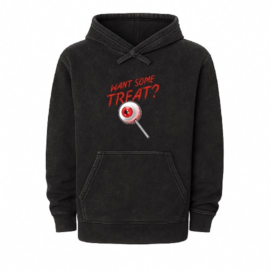 Trick Or Treat Want Some Treat Eyeball Lollipop Mineral Wash Hoodies