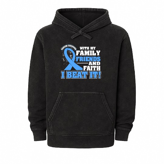 Family Faith I Beat It Prostate Cancer Awareness Mineral Wash Hoodies