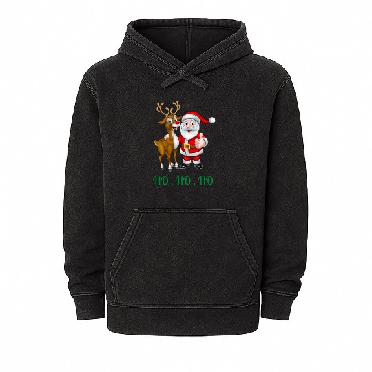 Rudolph the red nose reindeer with Santa Mineral Wash Hoodies