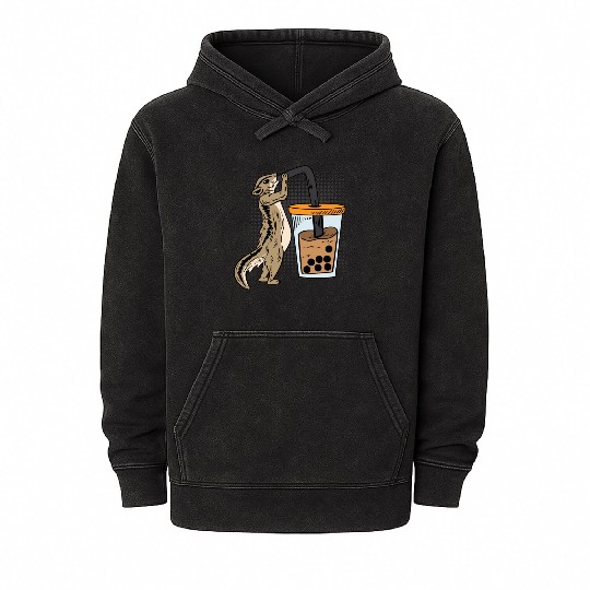 Squirrel Bubble Tea Drinker Gift Mineral Wash Hoodies