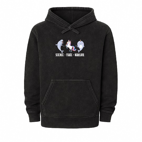 Science Magic Narwhal Unicorn Of The Sea Animal Mineral Wash Hoodies