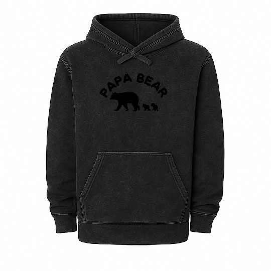 Papa Bear With 2 Two Cubs Dad Father Mineral Wash Hoodies