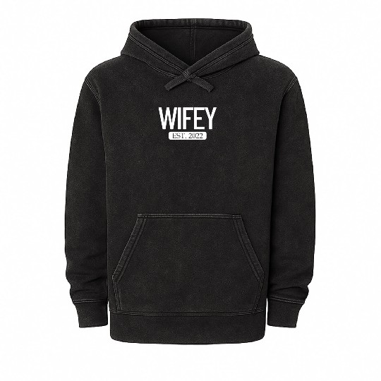 Wifey Est. 2022 Matching Couple Newlywed Marriedwi Mineral Wash Hoodies