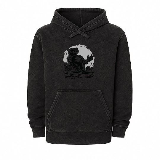 Halloween Monster Line Art Werewolf Horror Mineral Wash Hoodies