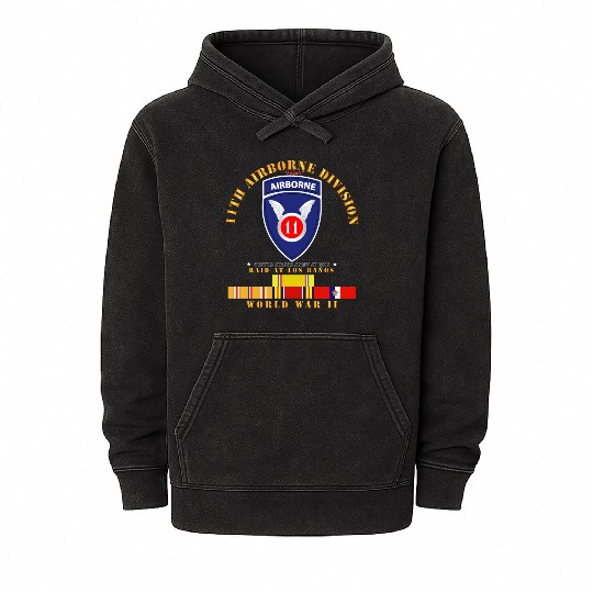 11th Airborne Division Raid at Los Baños WWII wPAC Mineral Wash Hoodies