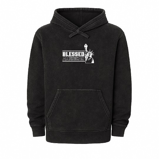 Blessed American America US Patriotic USA Mineral Wash Hoodies