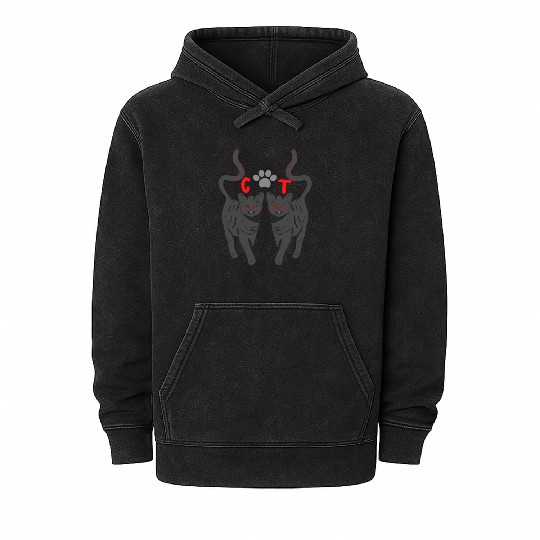 FUNNY halloween scary CAT Mineral Wash Hoodies phantom