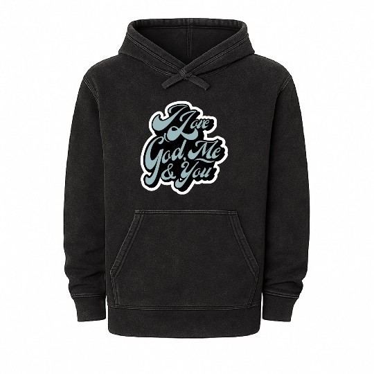 I Love God, Me & You (light blue) Mineral Wash Hoodies