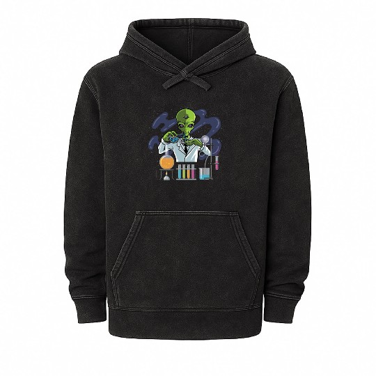 Psychedelic Alien Lab Technician Gift Mineral Wash Hoodies