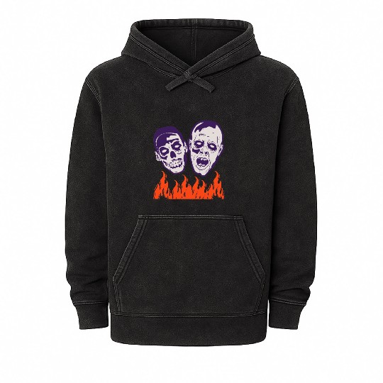 Fine Graphic Halloween Zombie Funny Mineral Wash Hoodies