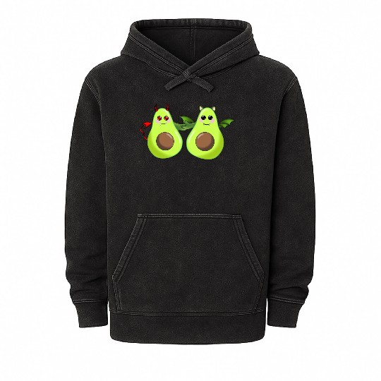 Devil and bat avocado friends Mineral Wash Hoodies