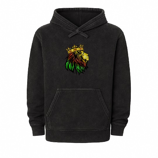 African Lion With Crown, African Colors Mineral Wash Hoodies