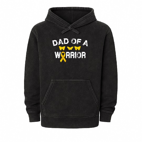 dad Of A Warrior Childhood Cancer Awareness Suppor Mineral Wash Hoodies