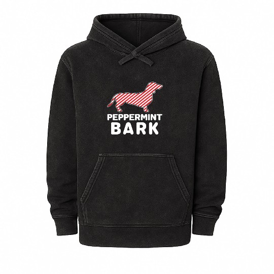 Christmas Dog Peppermint Bark Dachshund Funny Mineral Wash Hoodies