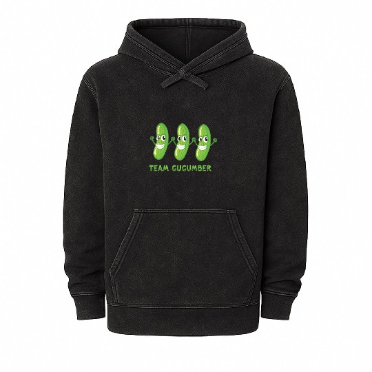 Team Cucumber Vegetarian Vegetable Veggies Vegan Mineral Wash Hoodies