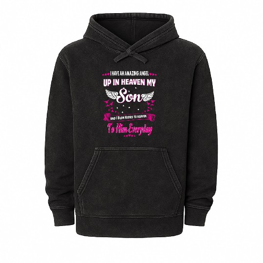My Son Forever My Angel Sympathy In Loving Memory Mineral Wash Hoodies