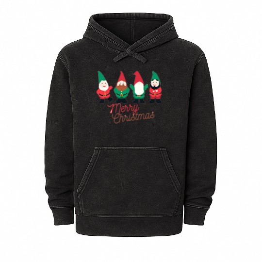 Christmas Funny Gnomes Mineral Wash Hoodies