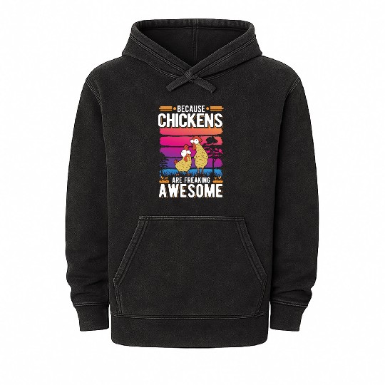Chickens Farmer Chicken Coop Mineral Wash Hoodies