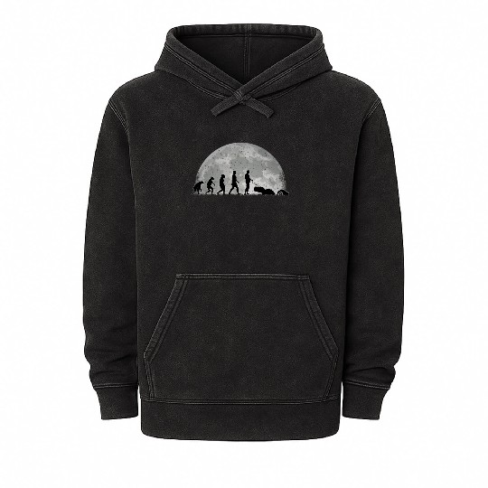 Robotic Lawnmower Evolution Moon Mineral Wash Hoodies