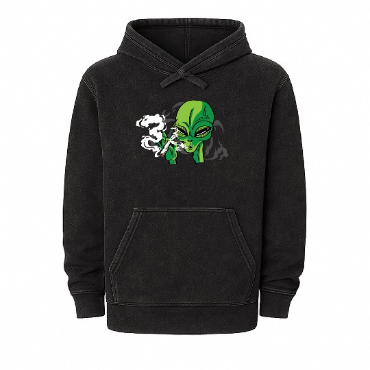Alien Smoking Gangster Gift Mineral Wash Hoodies