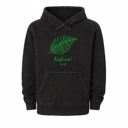 Natural Spirit Fern leaf nature green gift idea Mineral Wash Hoodies
