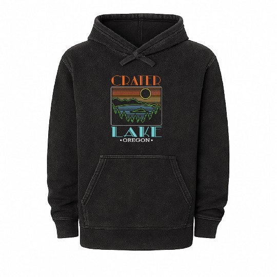 Crater Lake Oregon National Park Retro Crater Lake Mineral Wash Hoodies