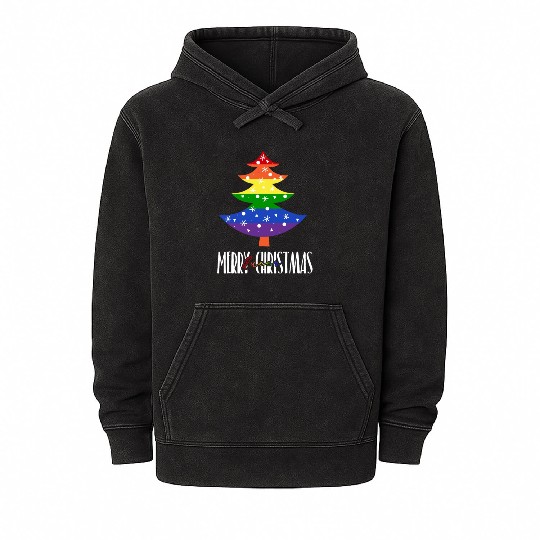 Merry Queer Christmas - LGBTQI Gay Pride Mineral Wash Hoodies