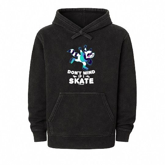 Raccoon ice fast running winter sports Mineral Wash Hoodies