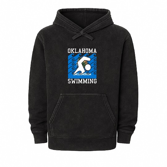 Oklahoma Flag Swimming Team Swim Swimmer US State Mineral Wash Hoodies