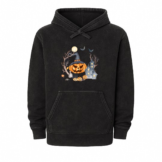 Halloween cute pumpkin pumpkin autumn coffee subli Mineral Wash Hoodies