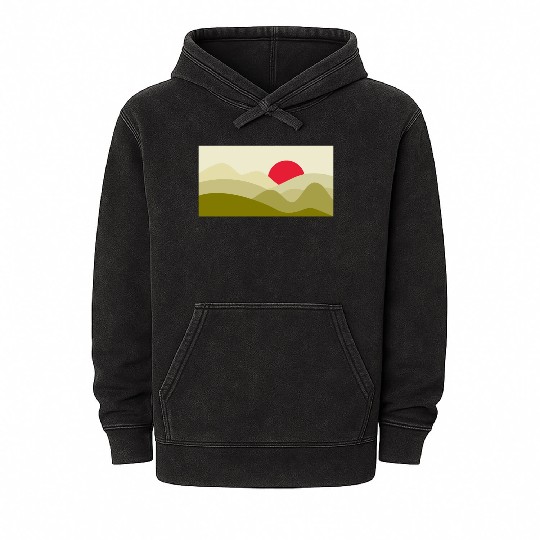 Minimalist Sun Olive Green Mineral Wash Hoodies